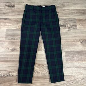 J. Crew Cameron Slim Crop Pant in Black Watch Tartan Stretch Wool Size 0 Petite